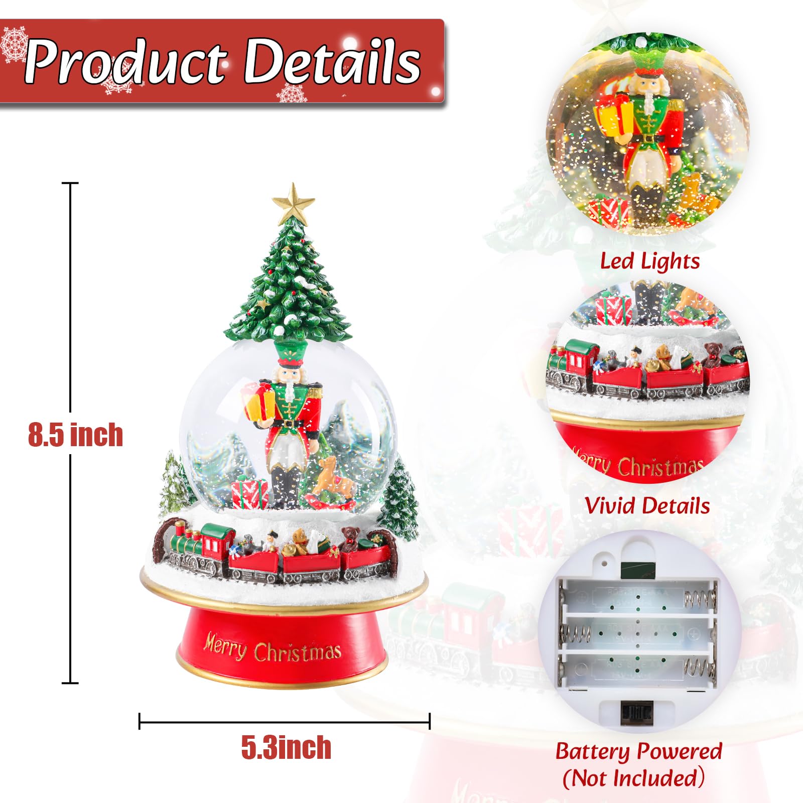 くるみ割り人形レッドミュージックLEDスノードーム くるみ割り人形レッドミュージックLEDスノードーム(10039) | 一